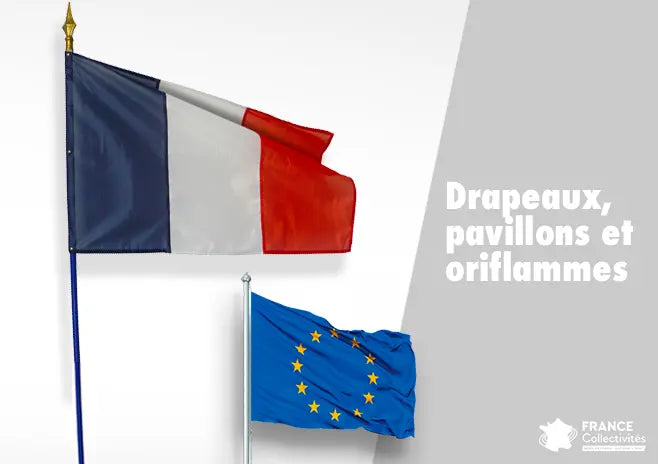 Drapeaux, pavillons et oriflammes utilisés pour la communication visuelle lors d’événements, cérémonies et représentations institutionnelles