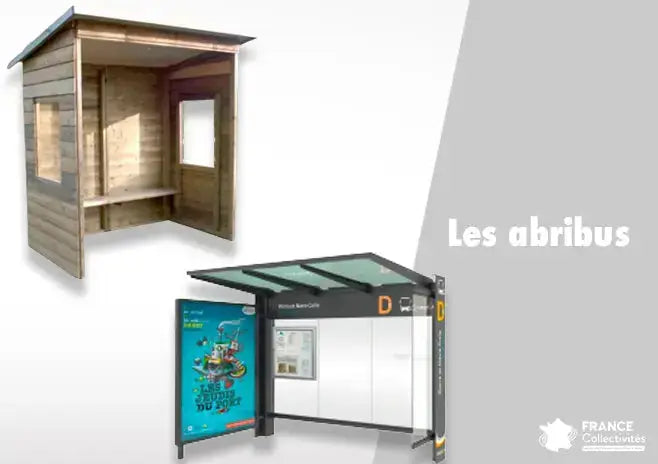 Abribus en acier avec banc pour arrêt de bus urbain protégeant les voyageurs des intempéries