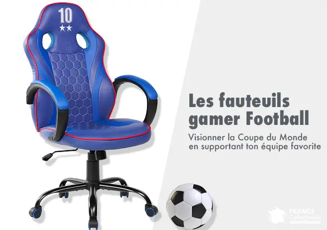 Fauteuil gamer aux couleurs d’une équipe de football de la Coupe du monde, conçu pour le confort lors des soirées de match et des sessions de jeu prolongées.