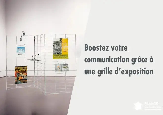 Grille d’exposition modulable pour communication visuelle en salon, exposition ou événement professionnel