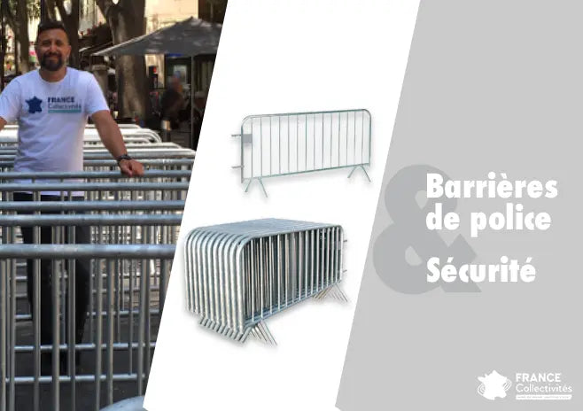 Barrière de police en acier galvanisé pour collectivités, barrière Vauban mobile de sécurité pour manifestations, plan Vigipirate et gestion des flux de foule