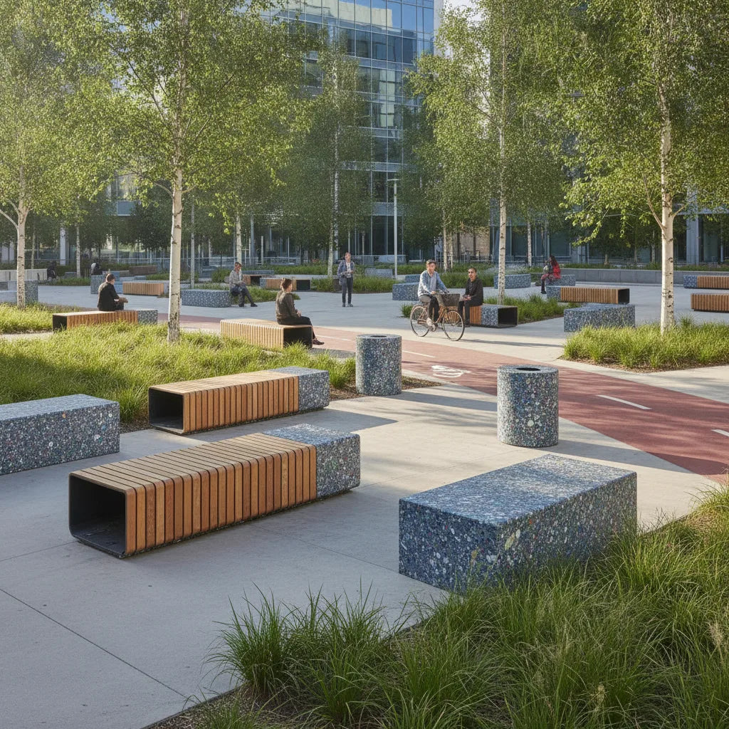 Mobilier urbain en matériaux recyclés, le guide 2026