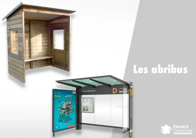 Abribus en acier avec banc pour arrêt de bus urbain protégeant les voyageurs des intempéries