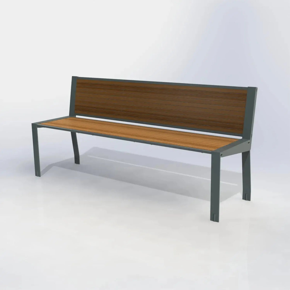 Gamme Imexel Square : banc design en plat acier et panneaux compact aspect teck