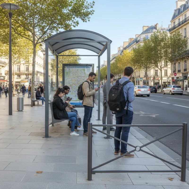 Aménagement extérieur : abris urbains, potelets, bornes et barrières de sécurité