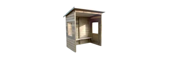 Abri-bus en bois pour protection des usagers, solution d’arrêt de transport scolaire et urbain, structure personnalisable et résistante fabriquée en France.