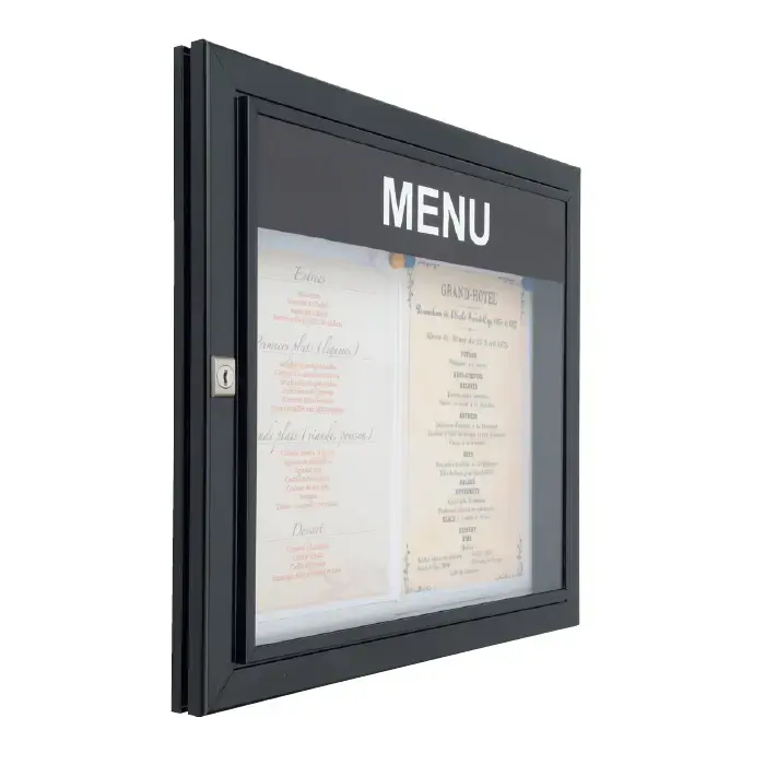 Vitrine d'affichage pour restaurant – menus et promotions