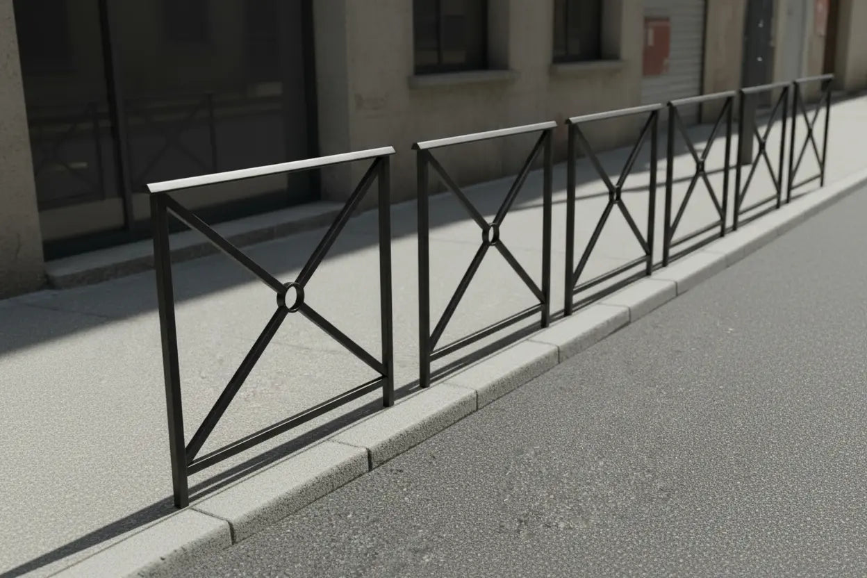 Barrière de protection Alliance en acier galvanisé adaptée aux trottoirs, places et zones piétonnes