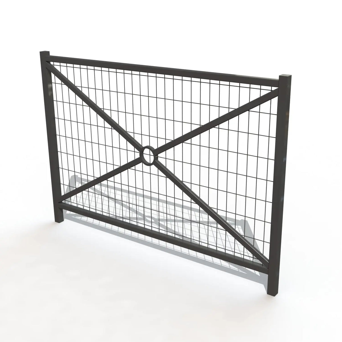 Barrière Versailles grillagée à sceller avec treillis soudé et anneau central