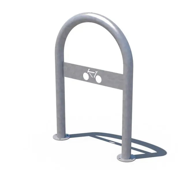 Épingle vélo galvanisée sur platines équipée d'une tôle signalétique Ø 60