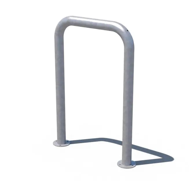 Arceau vélo Ø 60 galvanisé sur platines acier, fixation par chevillage au sol
