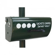 Distributeur de sacs pour chien en aluminium vert RAL 6009 avec fixation murale ou sur poteau