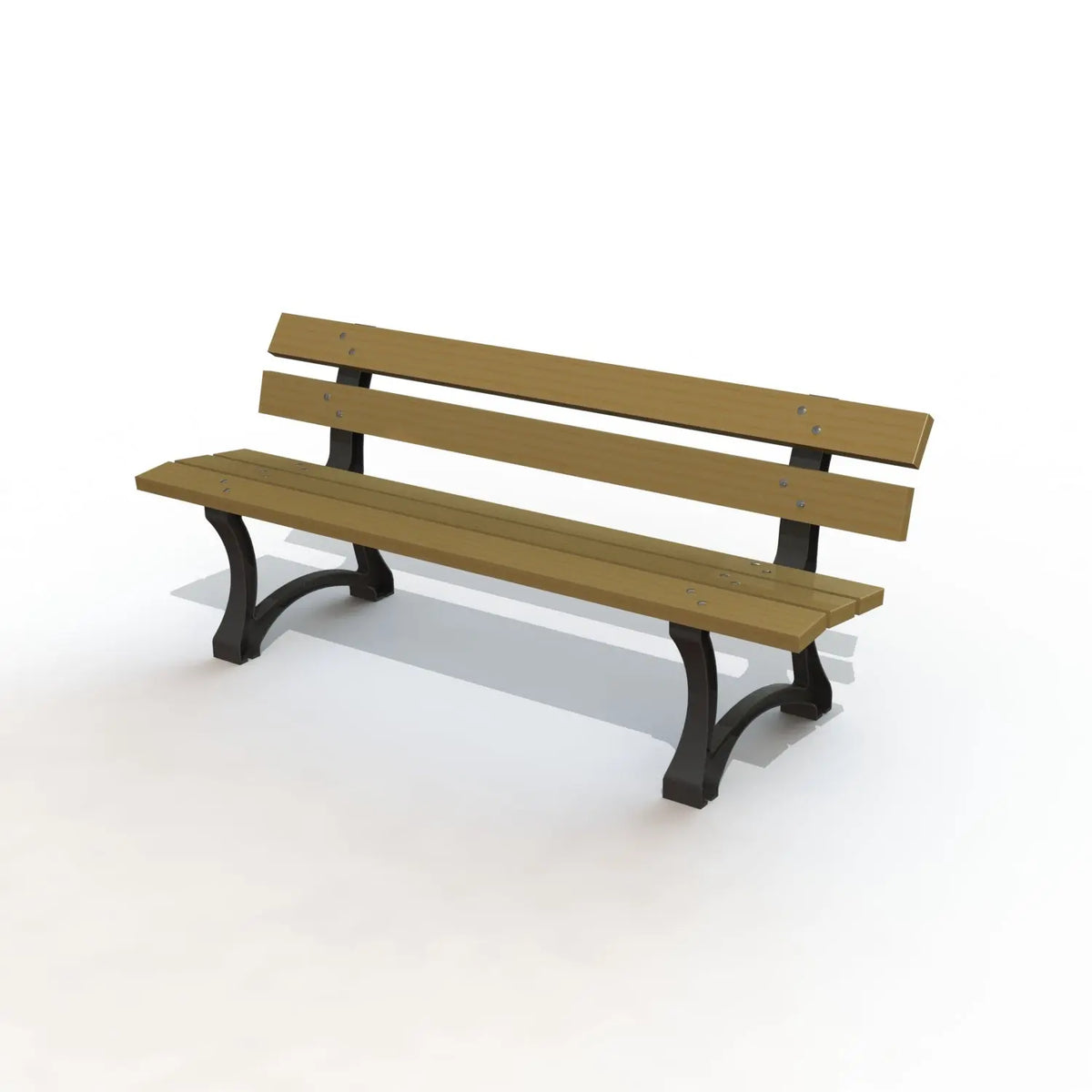 Banc Richelieu lames droites en pin classe IV sur pieds fonte noirs
