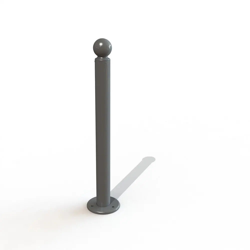 Potelet tête boule Ø76 sur platine acier, hauteur totale de 0,90 m