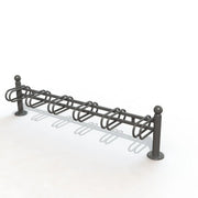 Support six vélos Déco tête boule, poteaux acier Ø 76 thermolaqués