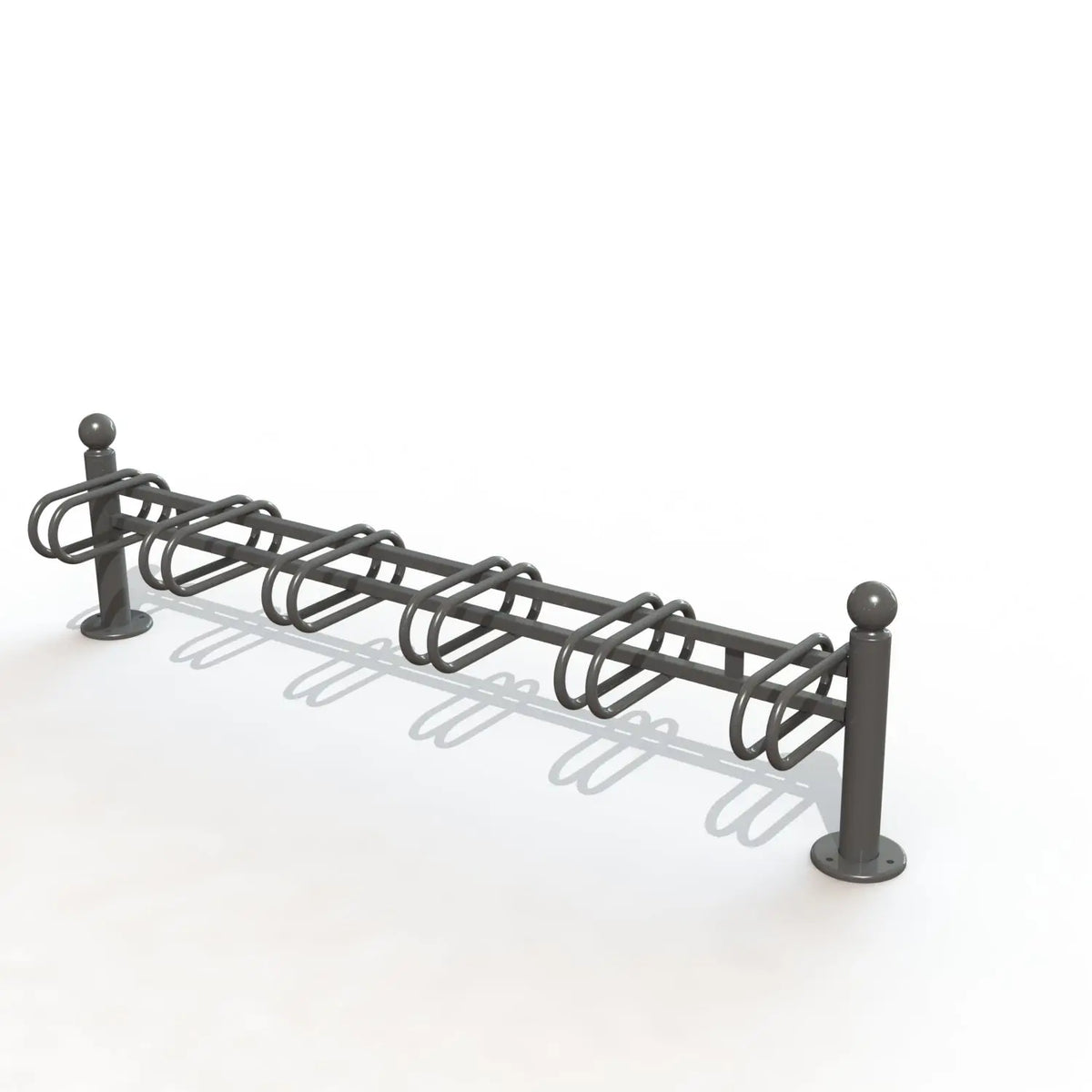 Support six vélos Déco tête boule, poteaux acier Ø 76 thermolaqués