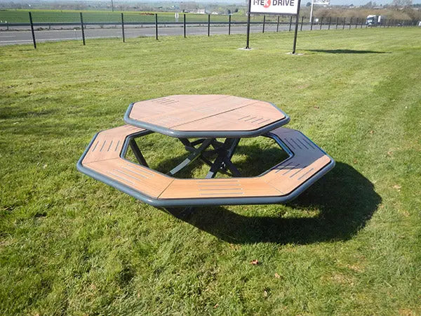 Table pique nique compact octogonale