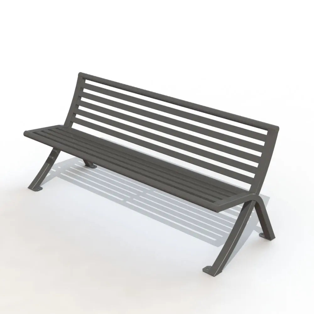 Banc public Imexel Horizon sans accoudoirs, assise et dossier en lames de tube acier