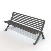 Banc public Imexel Horizon sans accoudoirs, assise et dossier en lames de tube acier