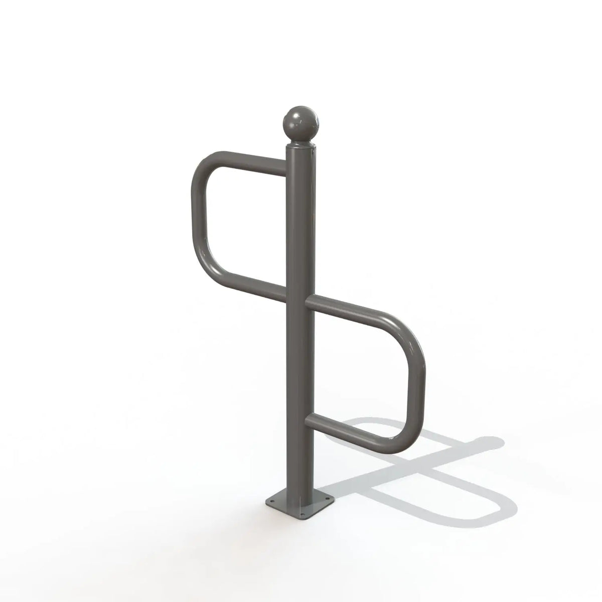 Support vélos Déco tête boule fixé sur platine acier chevillée au sol