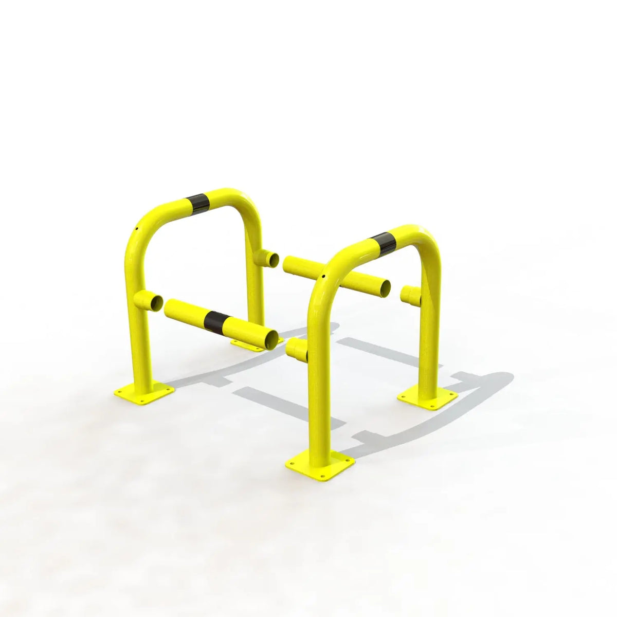 Autre vue de l'étrier modulable jaune colza à bandes adhésives noires