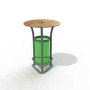 Mange-debout Imexel plateau rond compact aspect teck avec cendrier inox central