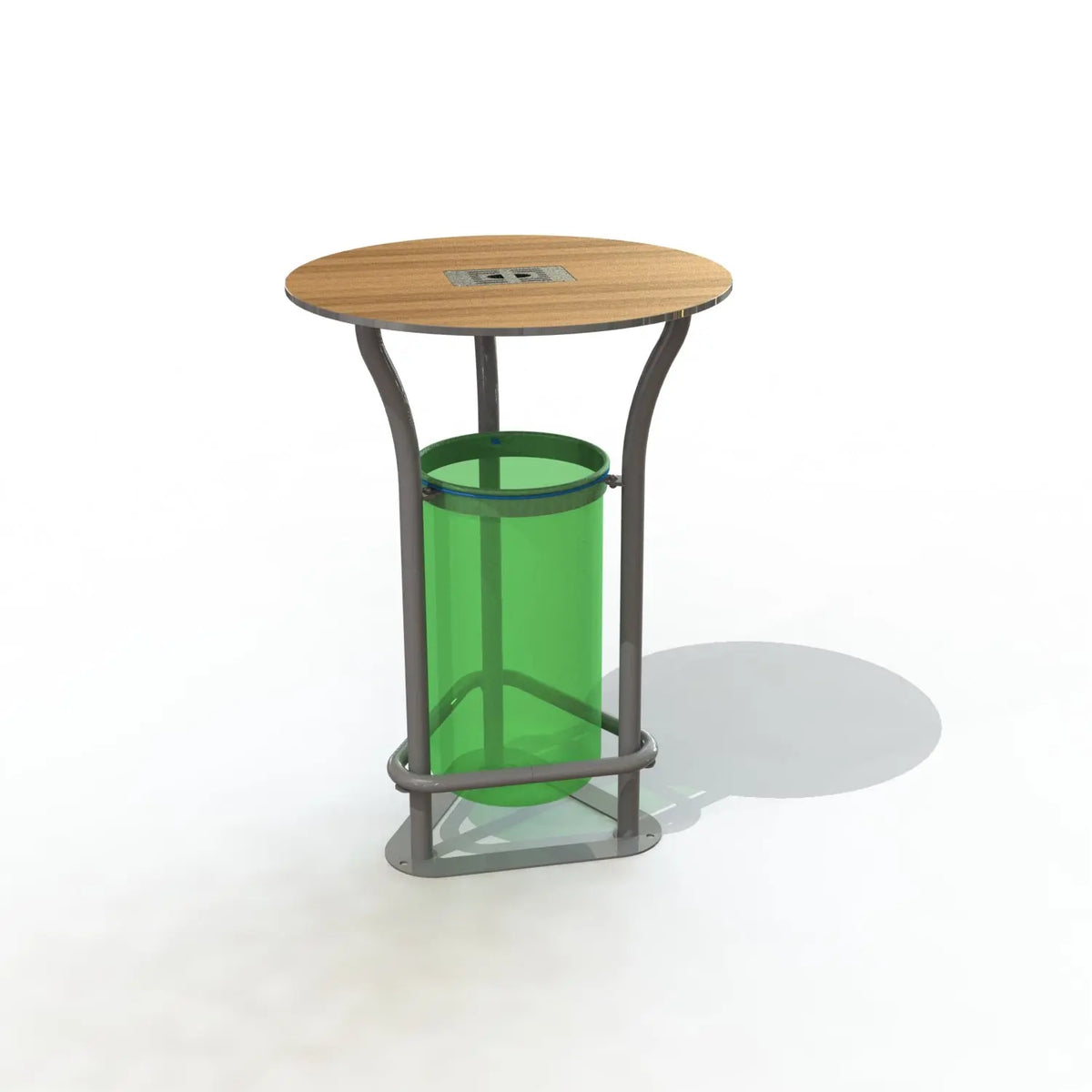 Table haute d'extérieur avec repose-pied et cendrier intégré pour espace pause