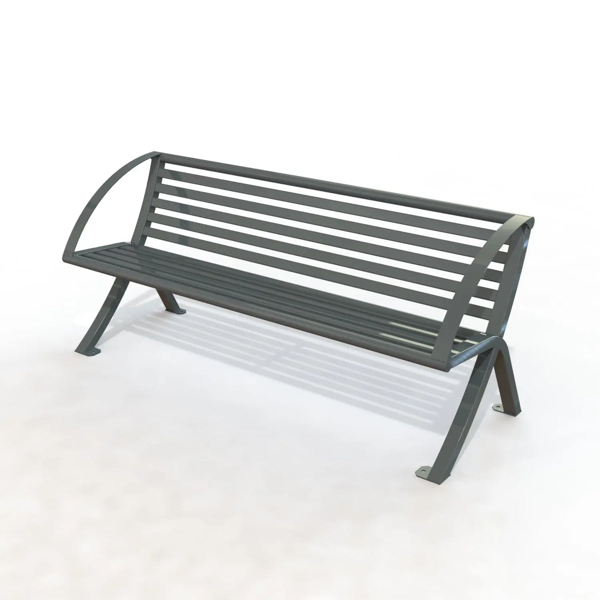 Banc Horizon tout acier avec accoudoirs, lames 40 × 20 mm thermolaquées