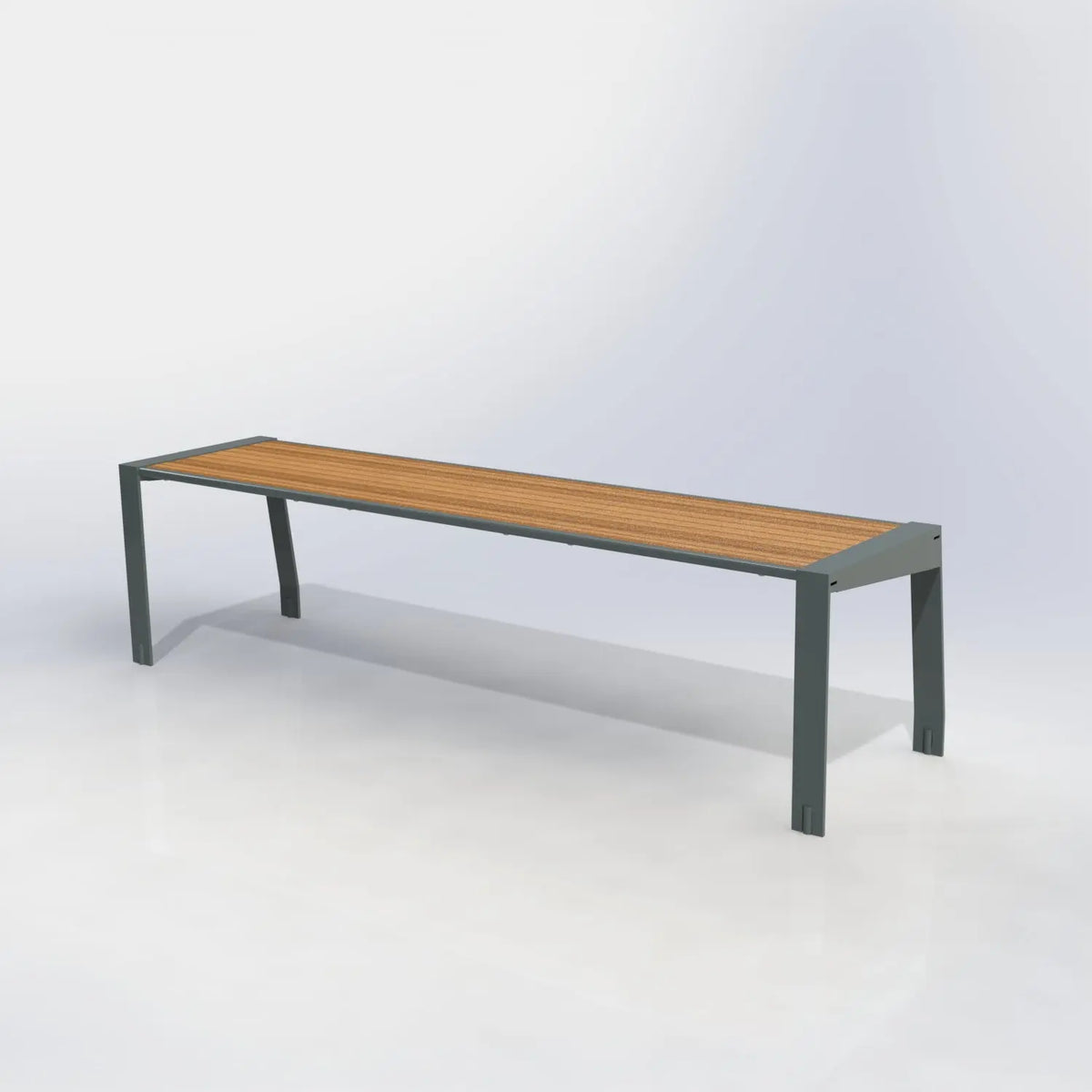 Banquette Square sans dossier avec assise pleine en compact aspect teck