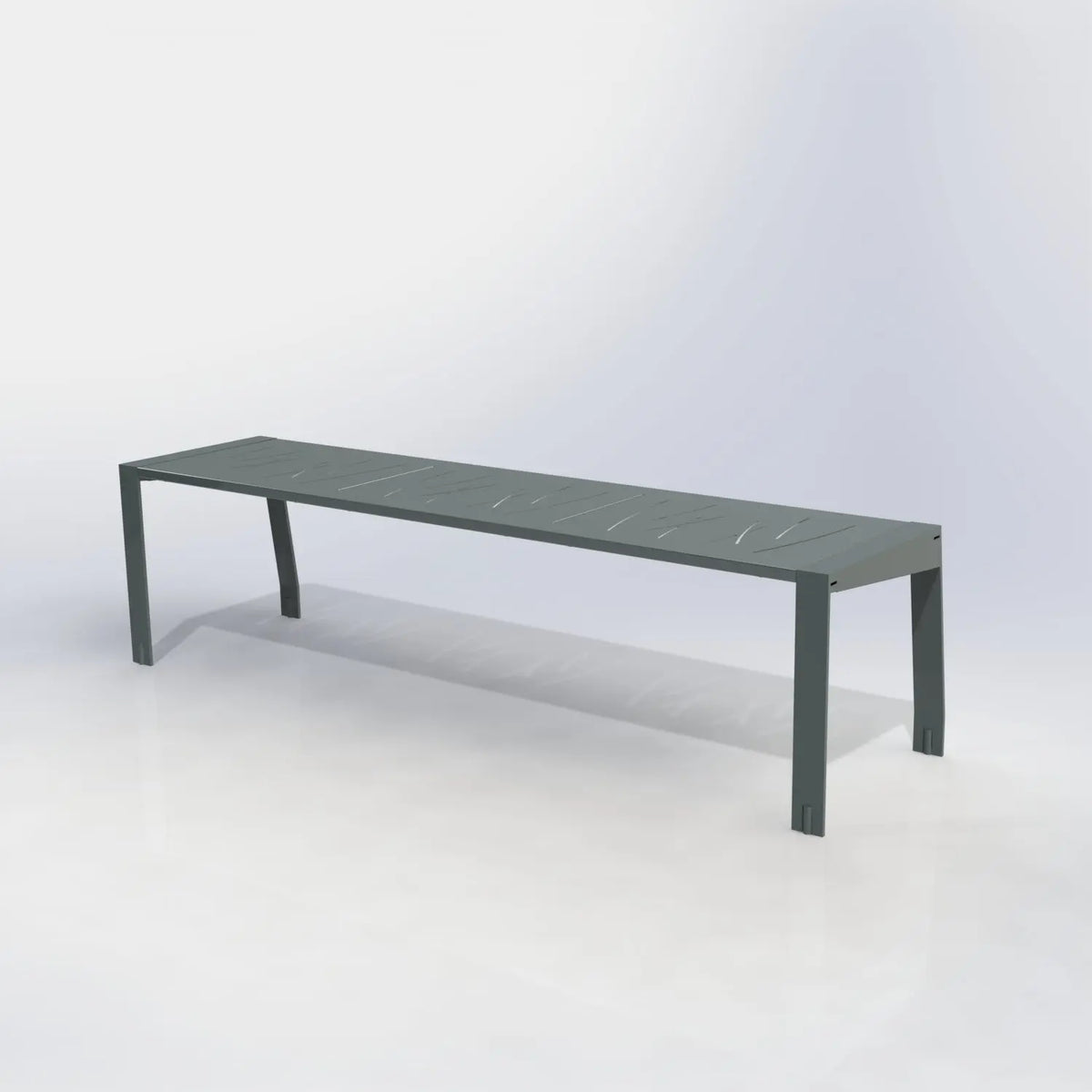 Banquette Square en acier, assise en tôle découpée au laser à motif décoratif