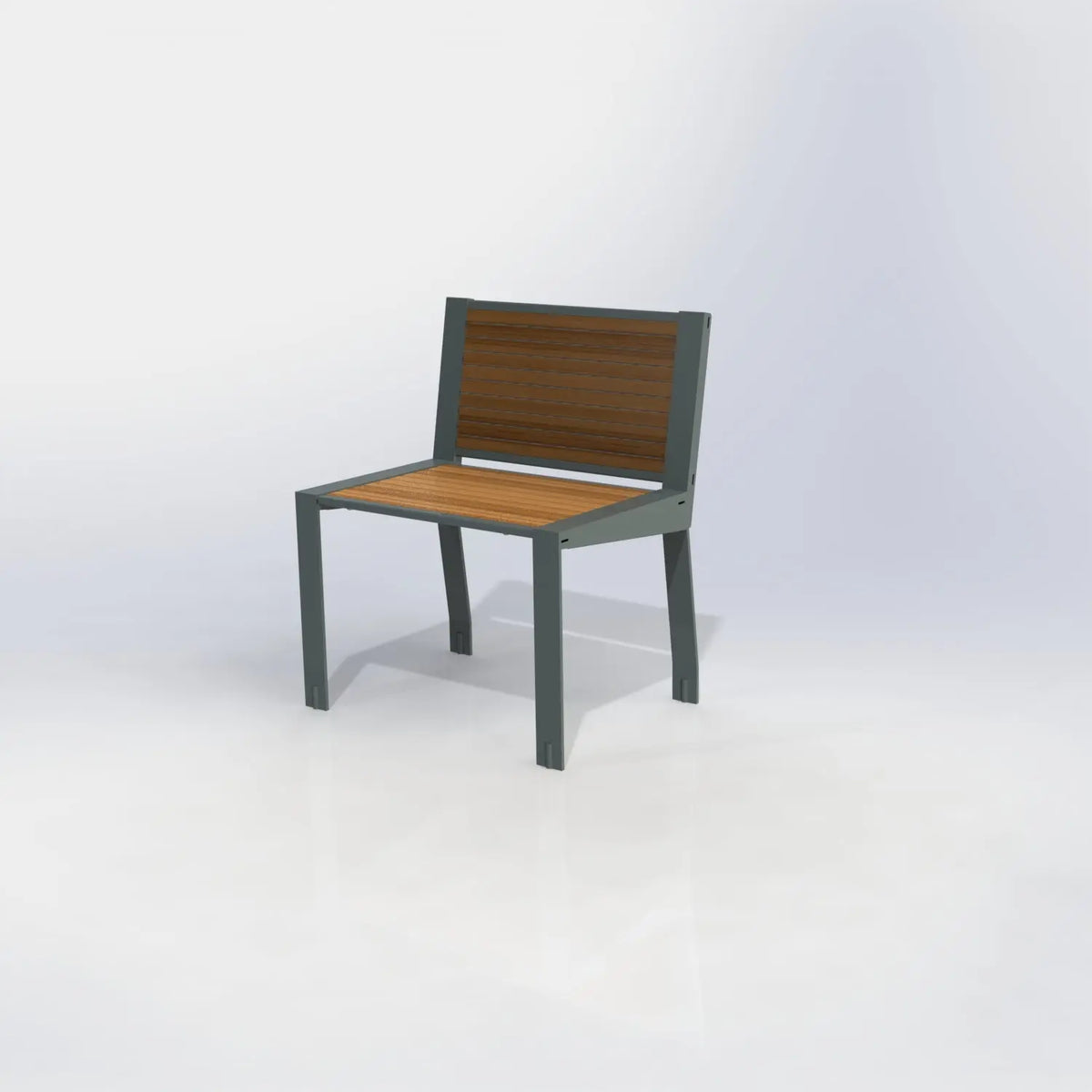 Chaise Square avec dossier, assise et dossier pleins en compact aspect teck