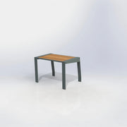 Tabouret Square avec assise pleine en compact aspect teck et piètement en plat acier