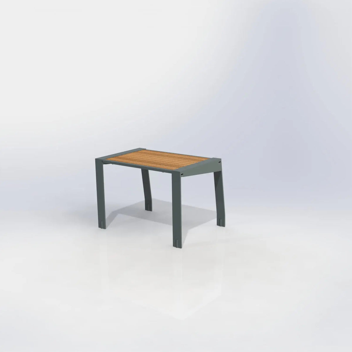 Tabouret Square avec assise pleine en compact aspect teck et piètement en plat acier