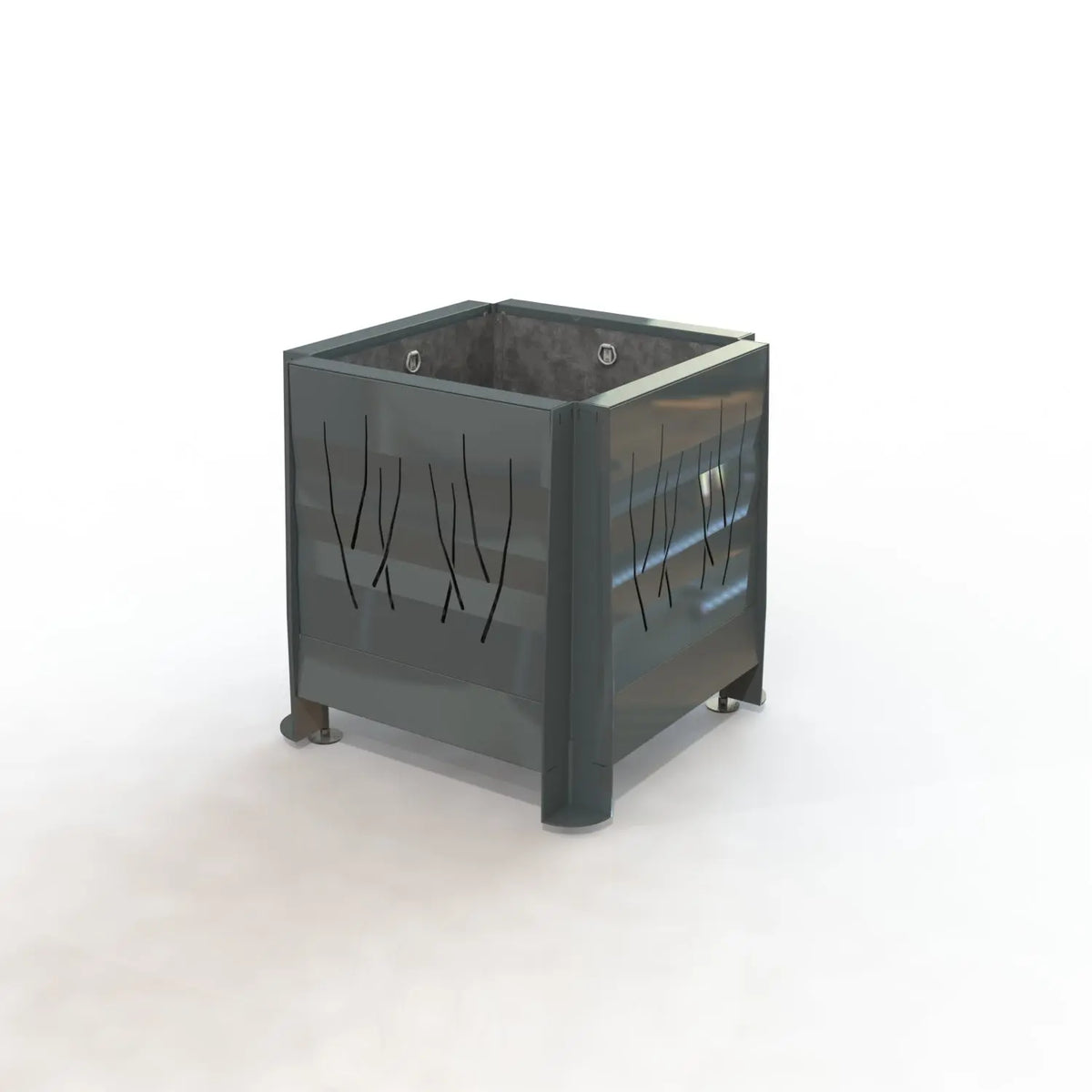 Jardinière Square version métal avec panneaux acier décor découpé au laser