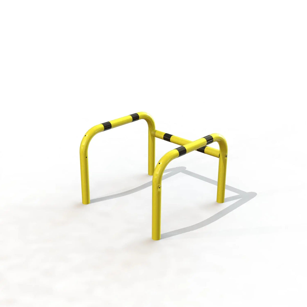 Étrier 4 pieds jaune colza à bandes noires, modèle à sceller
