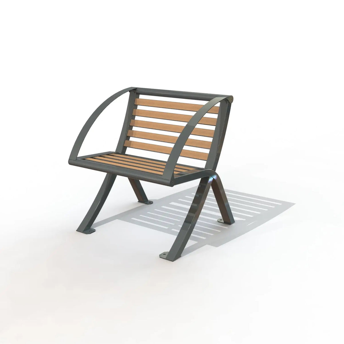 Fauteuil Horizon à accoudoirs, assise et dossier en lames compact aspect bois