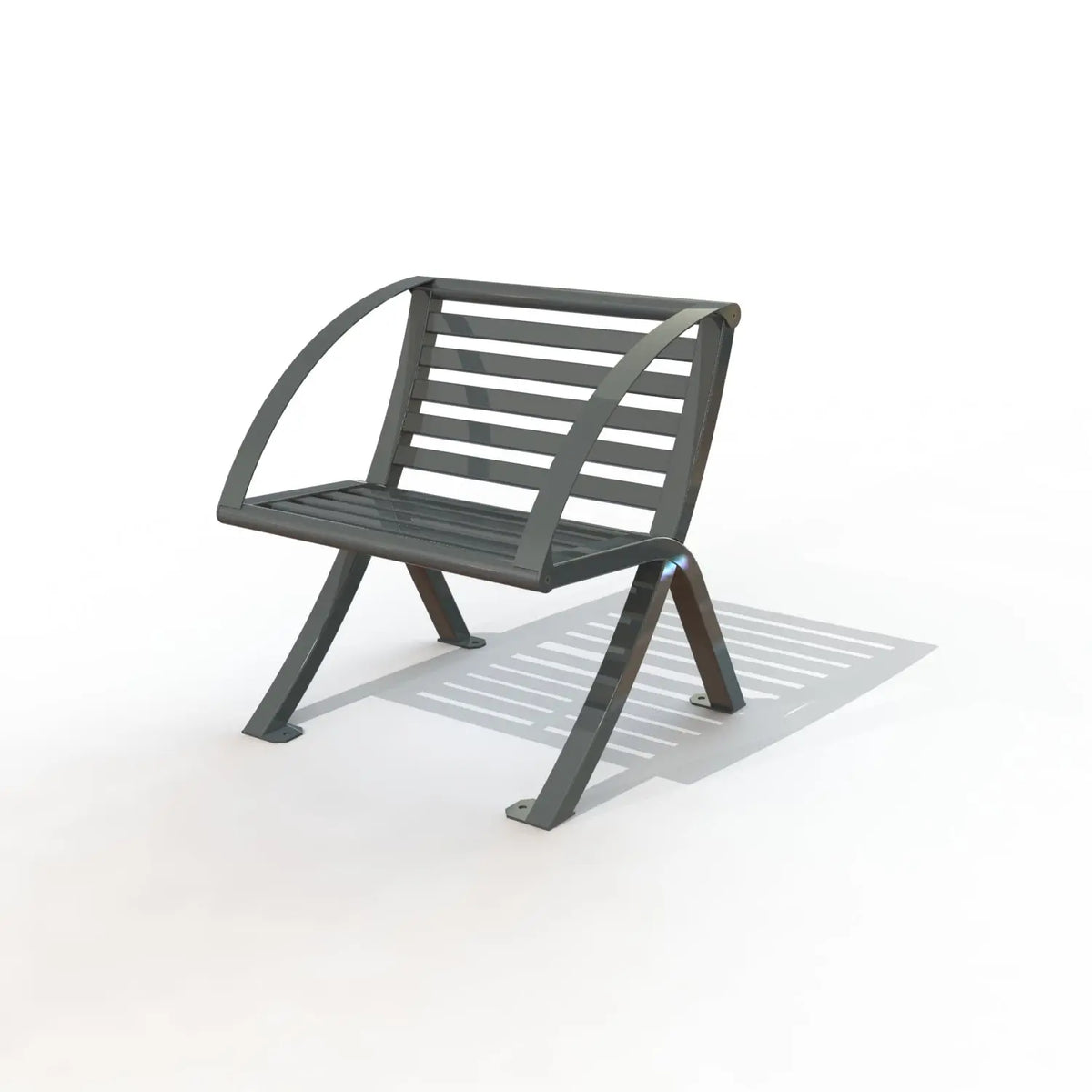 Fauteuil Horizon à lames acier et accoudoirs pour terrasse ou jardin public
