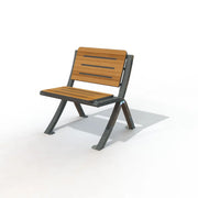 Chaise Bergerac avec dossier, panneaux compact aspect teck et pieds en acier thermolaqué