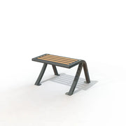 Tabouret Horizon avec lames en compact aspect teck sur pieds en acier