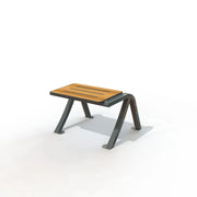 Tabouret Bergerac en acier thermolaqué avec assise pleine en compact aspect teck