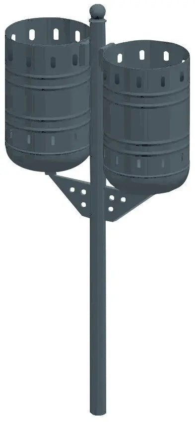 Corbeille Tenerife double 2 x 40 L sur pied de face