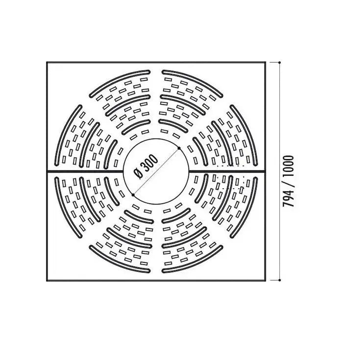 Grille d'arbre de protection de racines schéma des dimensions