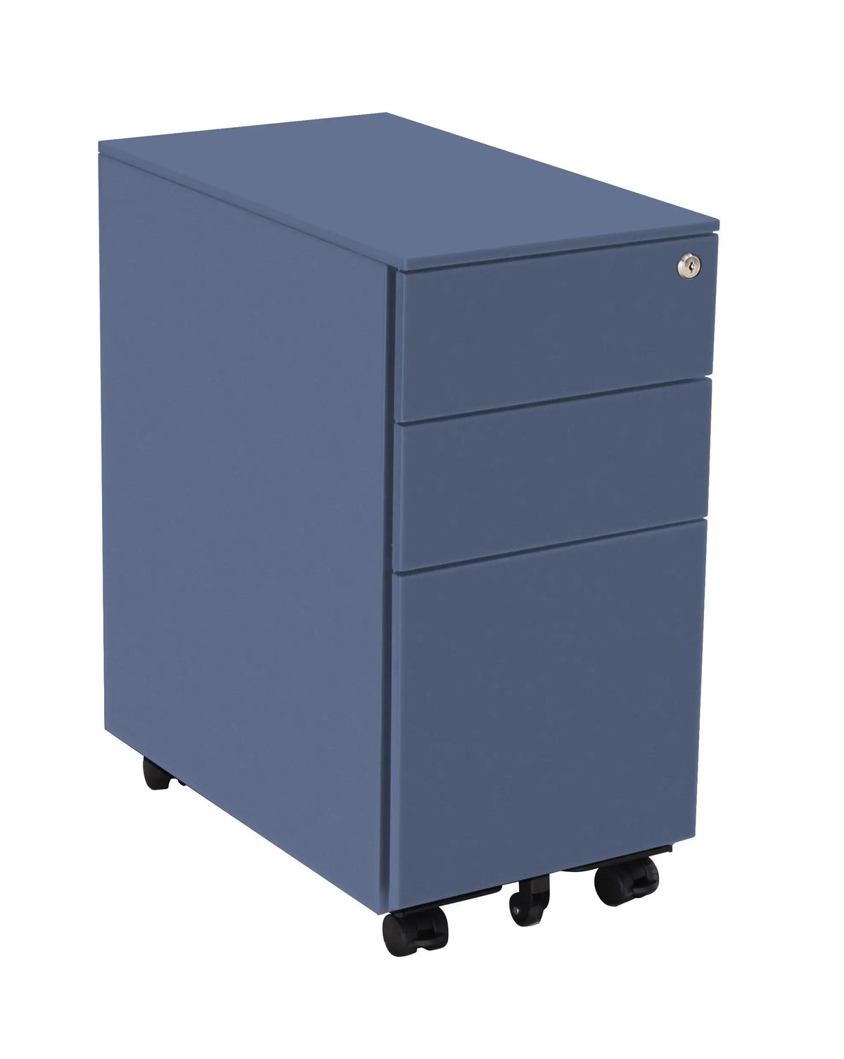 Caisson de bureau bleu RAL 5014 Slim 2+1, fermeture à clé
