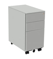 Caisson de bureau Slim avec tiroir pour dossiers suspendus, gris clair RAL 7035, fermé