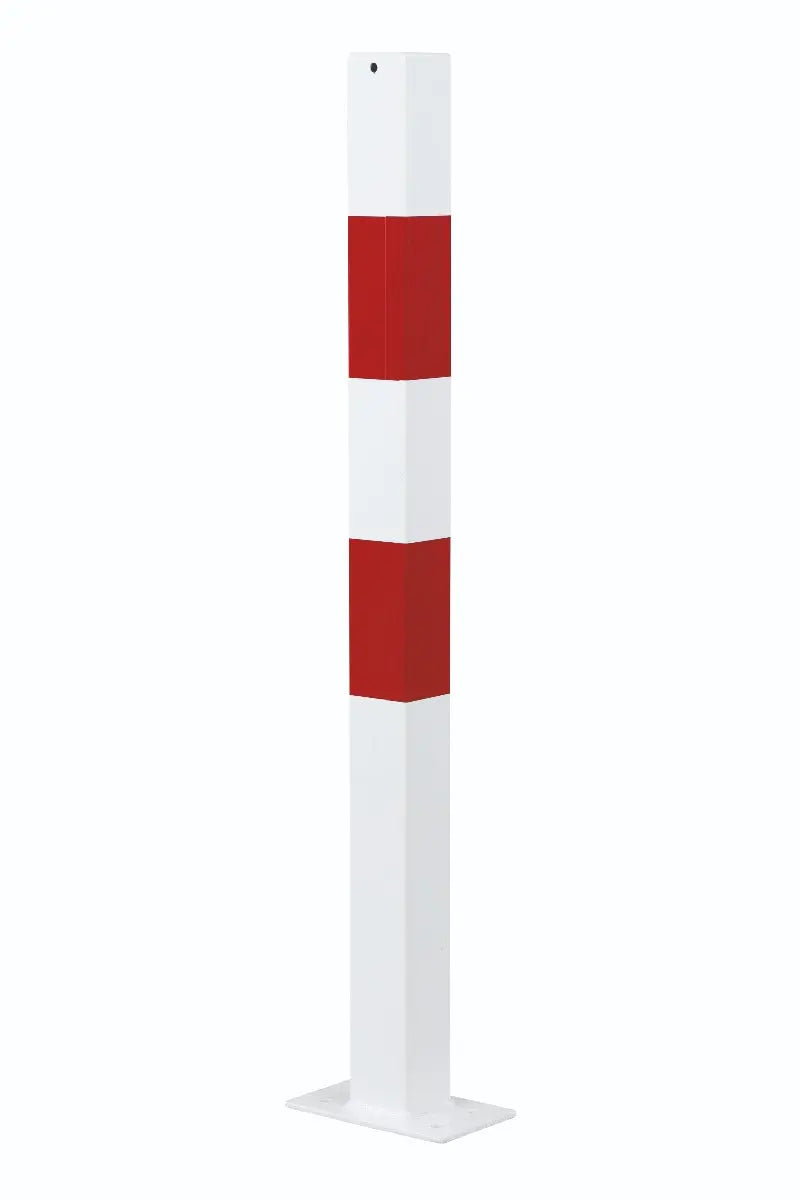 potelet 70x70 mm, rouge-blanc,à cheviller france collectivités