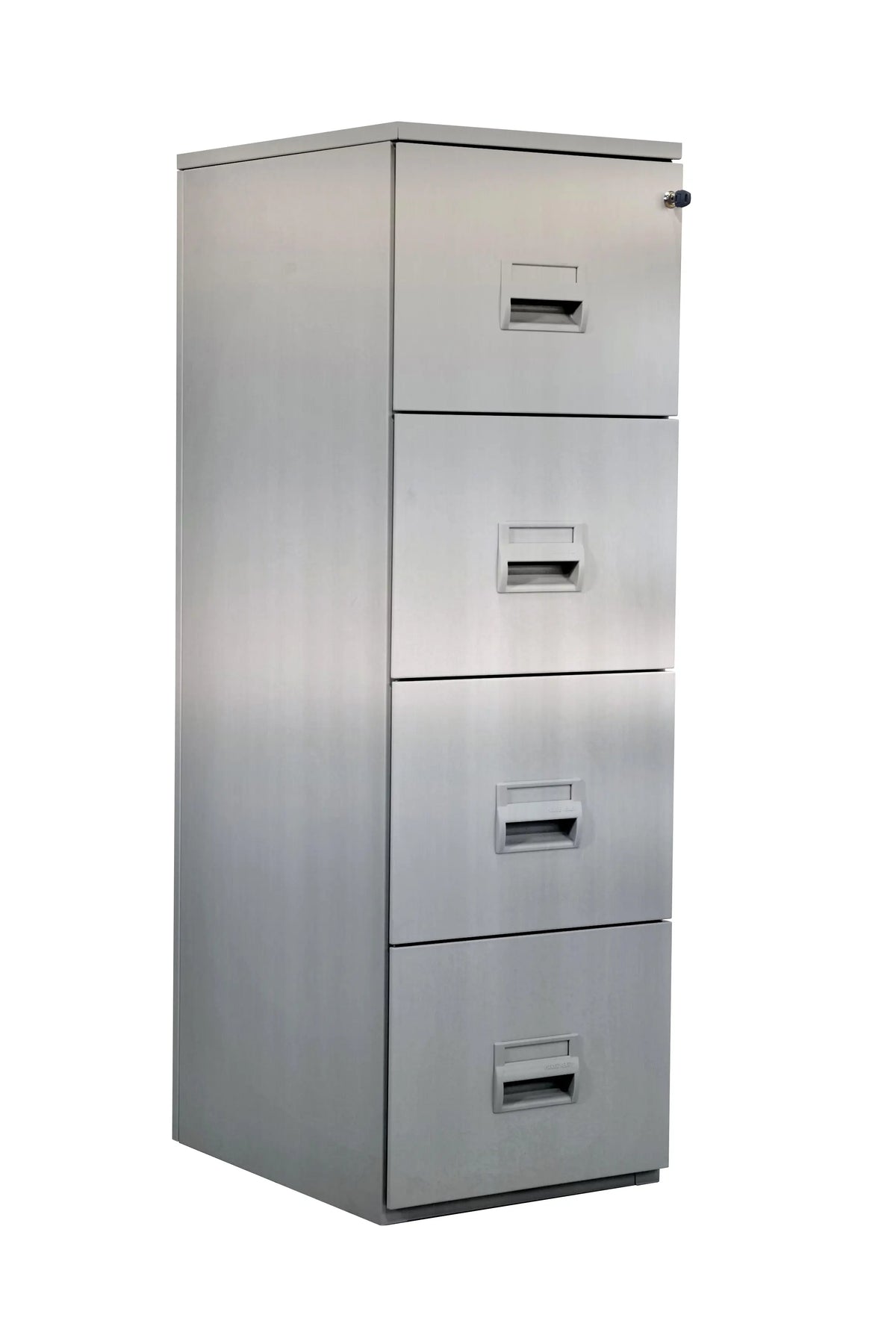 Meuble de classement 4 tiroirs gris aluminium pour archives de bureau