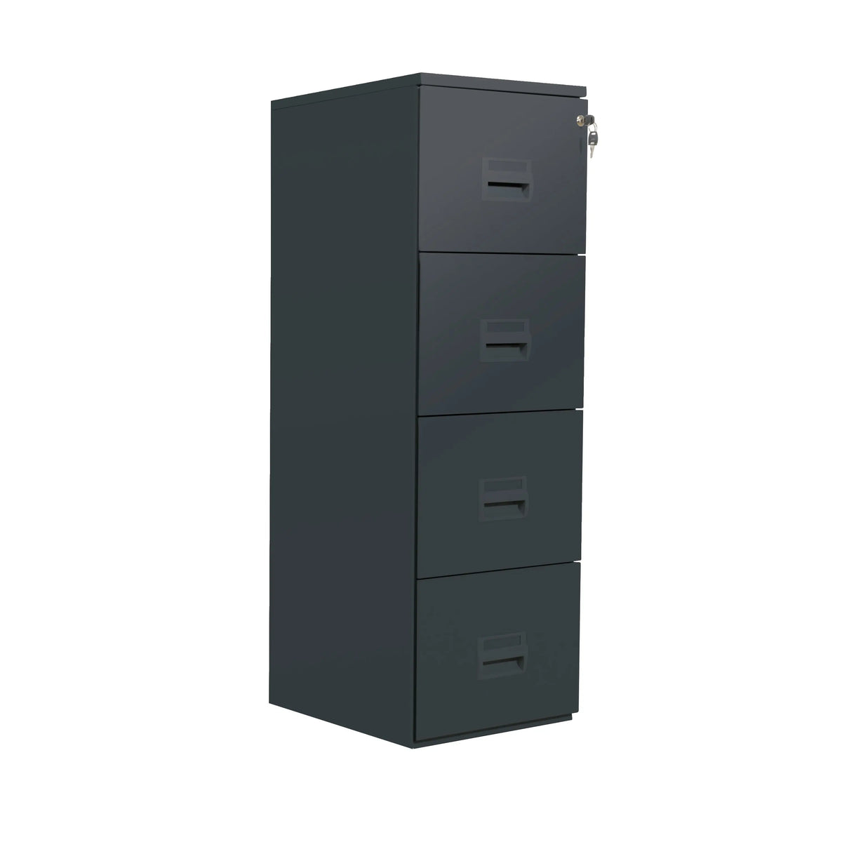Classeur 4 tiroirs anthracite à serrure centralisée, hauteur 1308 mm