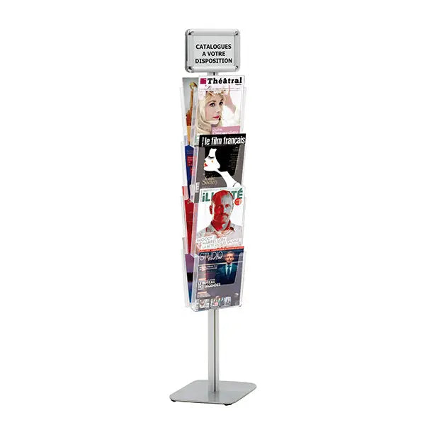 Présentoir brochure Cristal double-face sur pied france collectivités