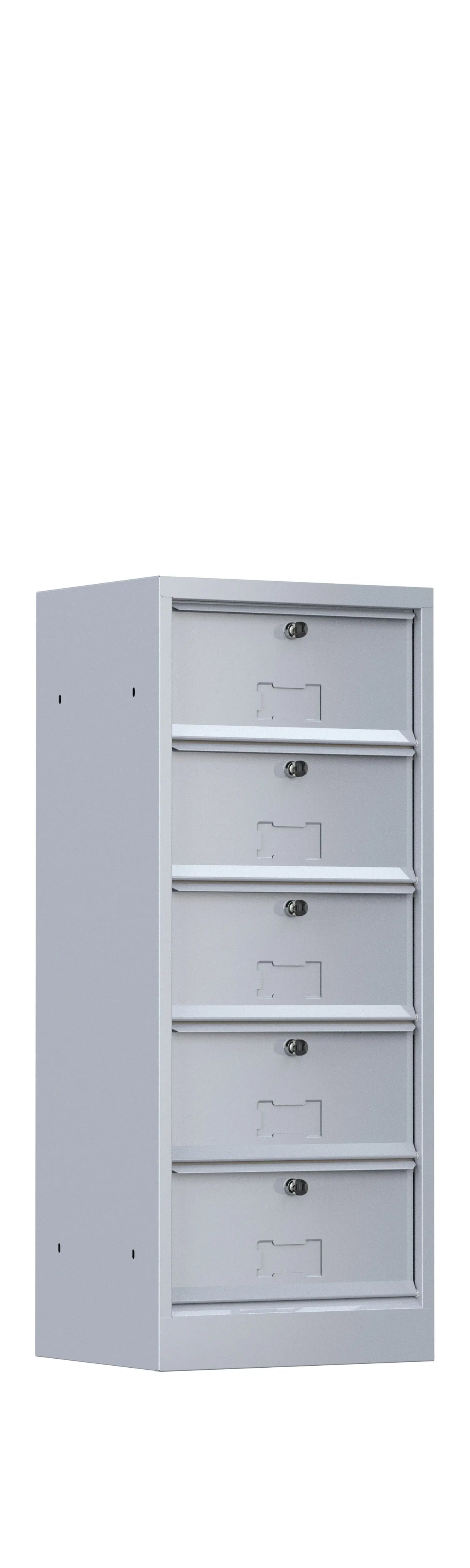 Meuble à clapets 5 cases avec serrure, casier métallique à hauteur d'appui