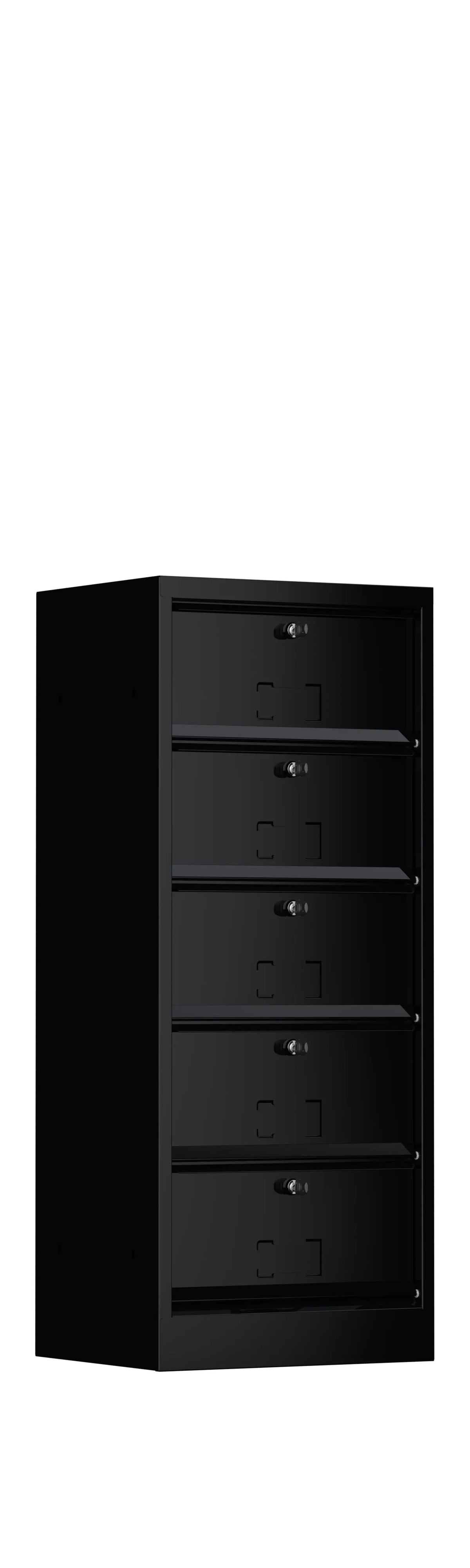 Meuble à clapets 5 cases noir RAL 9005 avec serrures